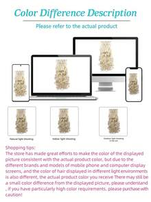 Bộ 7 món gồm 16 kẹp tóc giả tổng hợp dài 24 inch, tóc xoăn, chịu nhiệt, màu chuyển sắc đen nâu vàng dành cho nữ. - Nhiều màu - Xem 10