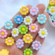 20/50/100pcs/Set Colorful 3D Mini Floral Resin Flat-Back Stones, Mixed Random 12mm - For DIY Wedding Decor, Nail Art Craft, Scrapbooking