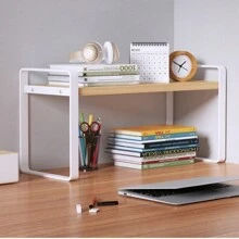 1pc Shelf Desktop Storage Bookshelf Student Document Shelf Computer Racks Tiered Cabinet Office Accessories Stationery Holder.1pc Multi-Layer Storage Rack, Adjustable Height Desktop Storage Shelf, Standing Shelf For Storing Books, Bedroom Study Room Accessories, Home Organization And Storage Supplies Back To School