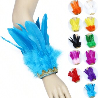 1 Stück Feder Armband Feder Manschette Armband Kosmetik Karneval Kostüm Handschmuck Handdekoration Party Accessoire Weihnachten Halloween