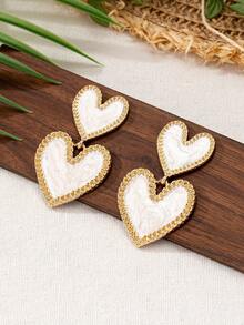 1 对 2024 情人节新款金属渐变色珐琅心形耳环，时尚创意高端个性百搭心形耳环，适合女士，适合派对、日常佩戴、情人节礼物 - 心形耳環 - 查看 17