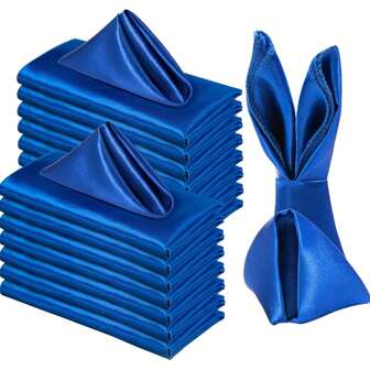 24pcs Satin Edged Polyester Napkins, 11.8*11.8in/30*30cm And 17*17in/43*43cm, Wedding/Hotel Decoration, Restaurant/Cafe Wiping Cloth, Christmas Dinner, Food Photography
