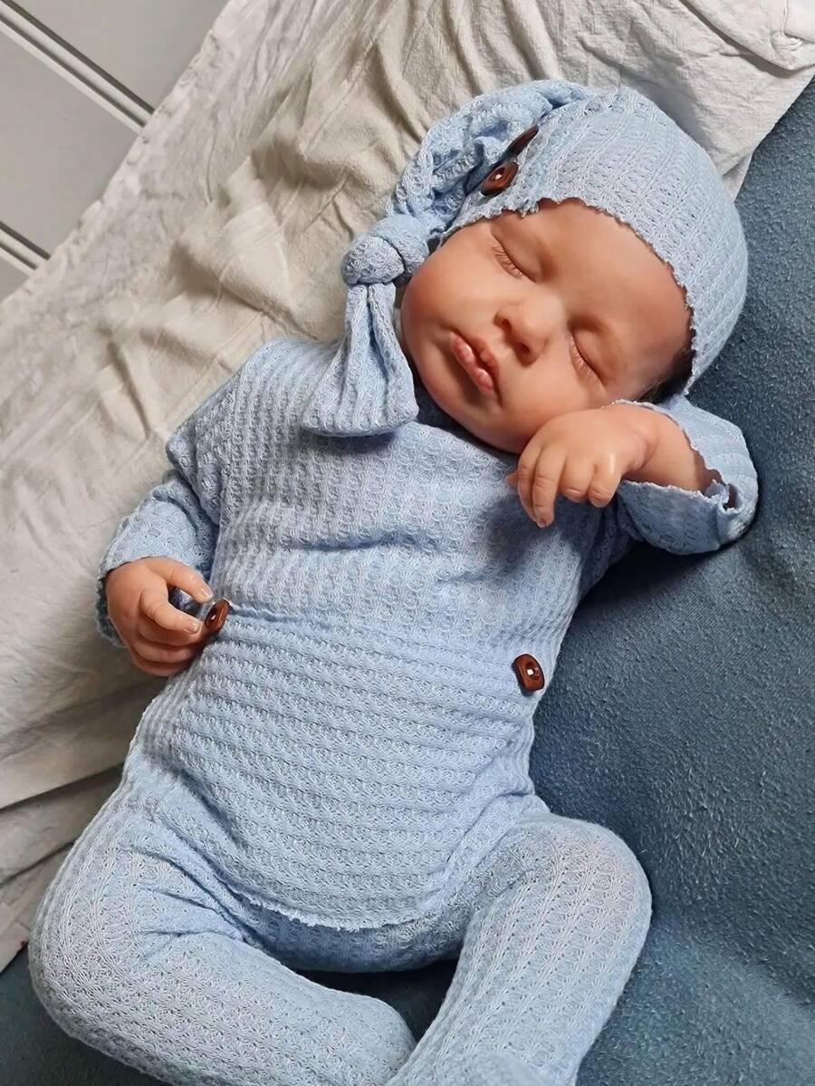19 英寸栩栩如生的重生婴儿娃娃，布身露露，染发，触感柔软，新生儿熟睡，圣诞节/感恩节礼物 - Reborn Doll - 查看 1