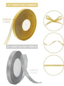 25-100 Yards ruy băng kim tuyến vàng bạc 3/8 inch, ruy băng vải mỏng lấp lánh để gói quà, thủ công, trang trí tiệc sinh nhật, tiệc cưới, bó hoa, cuộn ruy băng vàng kim loại - Nhiều màu - Xem 13