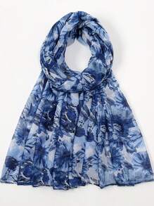 1pc Floral Print Casual Elegant Lightweight Business & Party Polyester Chiffon Scarf, Suitable For Spring, Summer, Autumn And Winter