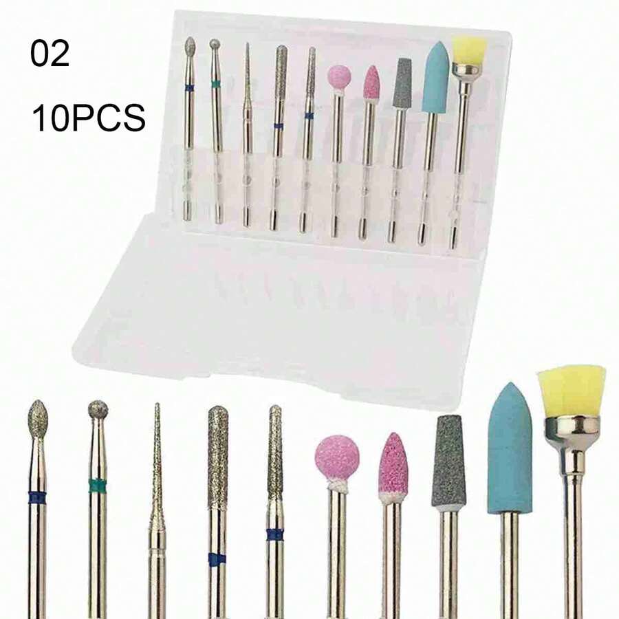 10 Pcs Carbide Diamond Nail Drill Bits Milling Cutters For Manicure