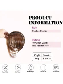 1件编织发带，合成纤维刘海头饰，适合女性，四季皆宜，日常休闲佩戴，发型设计，刘海假发