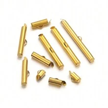 10pcs Stainless Steel Crimp End Beads Slide End Clasp With Chain Buckles Tubes Slider End Caps Connectors DIY Jewelry Accessories