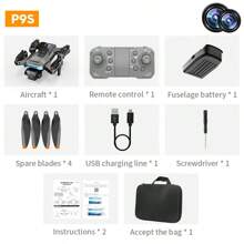 P9S, Drone, Brushless Motor, High-Definition Aerial Photography, Optical Flow Hovering, Obstacle Avoidance, Quadcopter, Remote-Controlled Aircraft, Random Accessory Colors - Multicolor - View 13