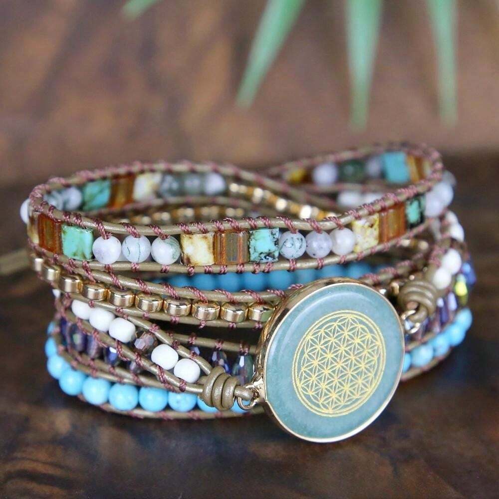 1pc Boho Style Enso Zen Circle Pendant Necklace With Assorted Natural