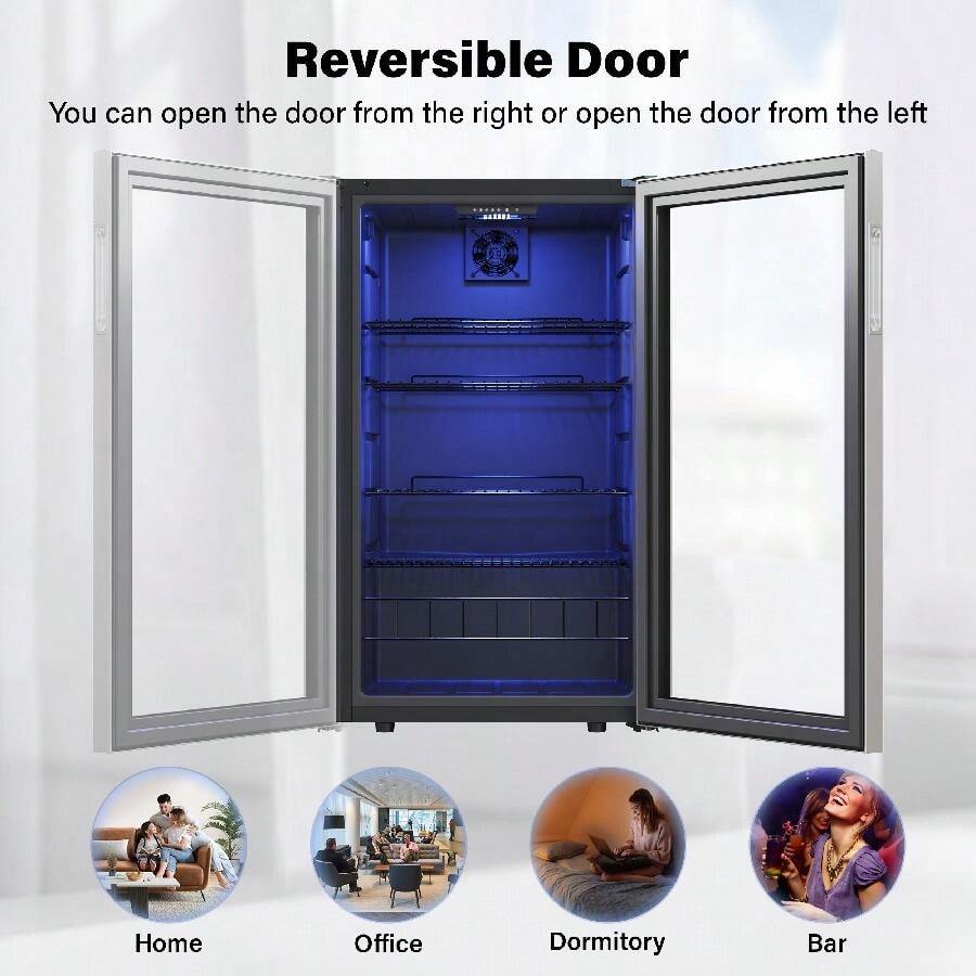 Yeego 18.8 In. Beverage Refrigerator, 140 Cans Mini Fridge Cooler With