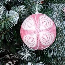 2 pezzi/set di palline decorative natalizie rosa di 4 pollici (diametro 10 cm), palline natalizie rosa perlato con pezzi scintillanti, palline decorative dipinte a mano in modo creativo, decorazioni natalizie, feste natalizie, feste di compleanno, decorazioni per matrimoni, perfetti come accessori fotografici per creare l'atmosfera giusta