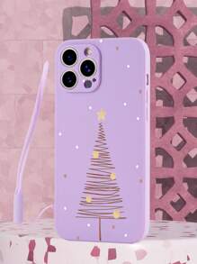 1 Ốp điện thoại chống sốc TPU màu tím thiết kế cây thông Noel tối giản và 1 Dây đeo cổ tay bằng silicon màu tím, tương thích với Iphone/Android/OPPO/Galaxy A51 4G/Galaxy/Redmi - Nhiều màu - Xem 5