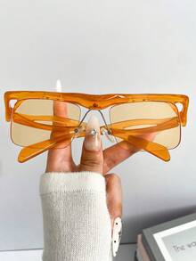 新款复古个性化 2TK 方形框架猫眼时尚眼镜，男女通用日常朋克风格休闲派对节日别致眼镜，适合日常穿着百搭秋冬女装商务休闲礼品海滩配饰女士时尚眼镜墨镜 - 彩色 - 查看 5