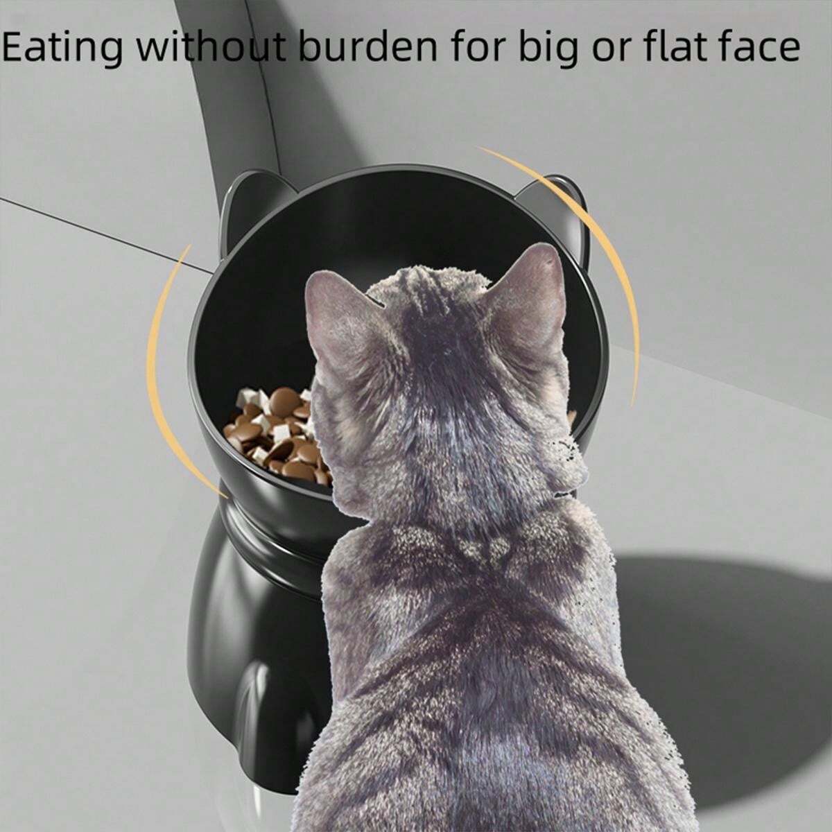 Supet 1pc Macaron Color Cute Cat & Dog Plastic Bowl, High Base, Slanted