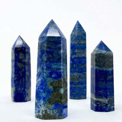 1 pezzo Torre e sfera a 6 facce in lapislazzuli levigato - Oggetti in pietra per artigianato cristallino - Sfera di quarzo per divinazione magica Reiki - Pietra decorativa per la casa - Regalo in cristallo - Regalo per le vacanze