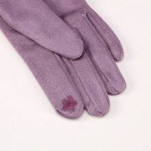 1 双女士厚款保暖冬季手套，户外骑行露指翻盖手套，时尚毛绒绒面手套 - 查看 5