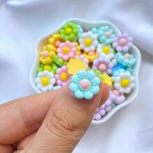 20/50/100pcs/Set Colorful 3D Mini Floral Resin Flat-Back Stones, Mixed Random 12mm - For DIY Wedding Decor, Nail Art Craft, Scrapbooking