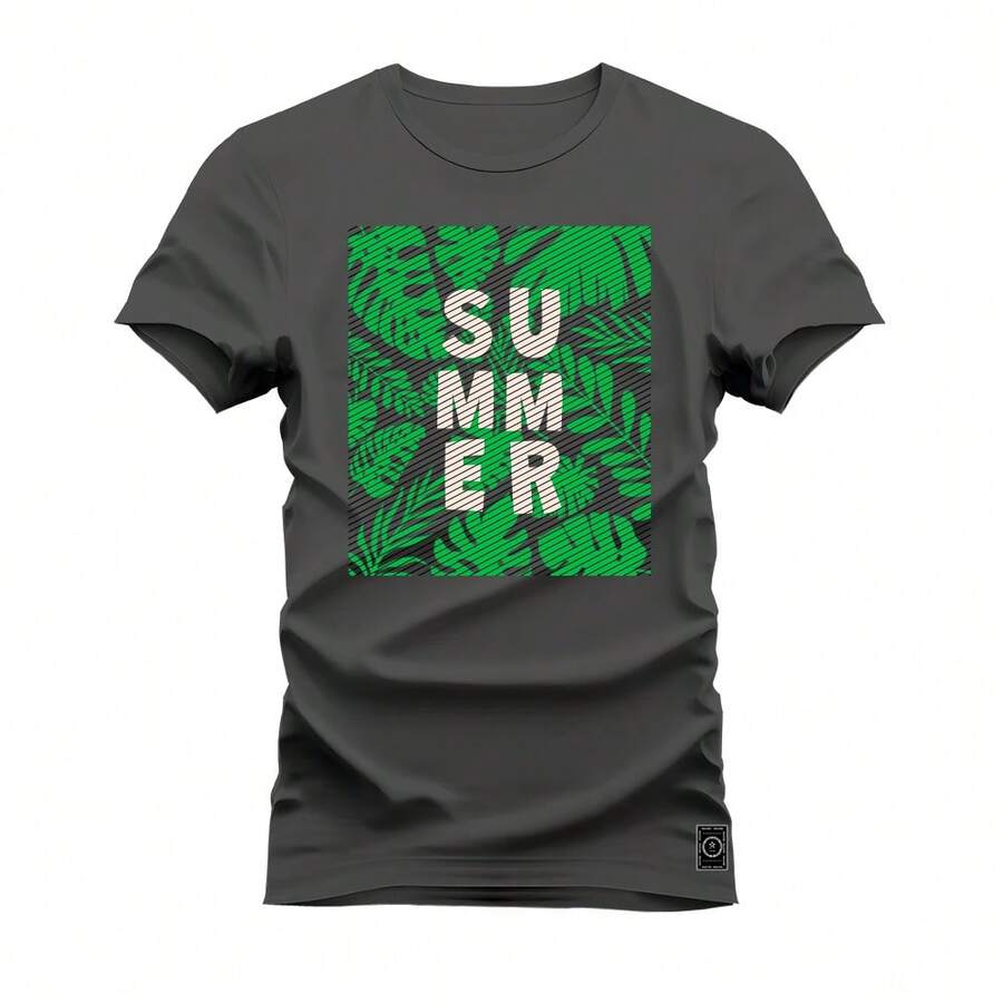 Comfortable Printed T-Shirt Sumer T-Shirt - 深灰色 - 查看 1