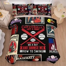 Baseball Comforter Sets Twin Size,Baseball Bedding Sets For Boys Teens,Sports Comforter Sets,White Boys Bedding Sets With 1 Comforter 1 Pillowcases - Blue - View 3