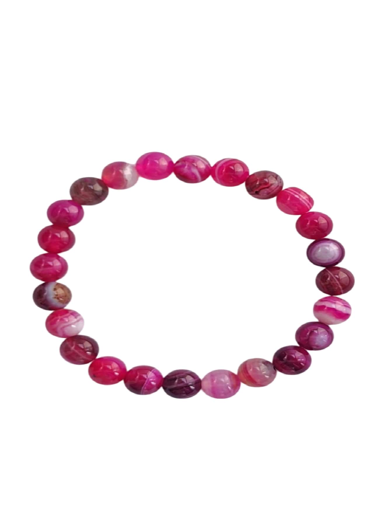 Bracelet With Pink Agate Stones 8mm - Màu Hồng Tươi - Xem 1