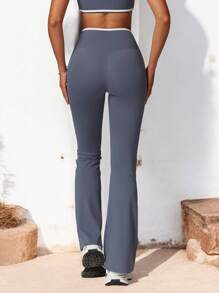 Women's High Waist Crisscross Yoga Pants Flare Leg For Active And Casual Wear - 灰色 - 查看 4