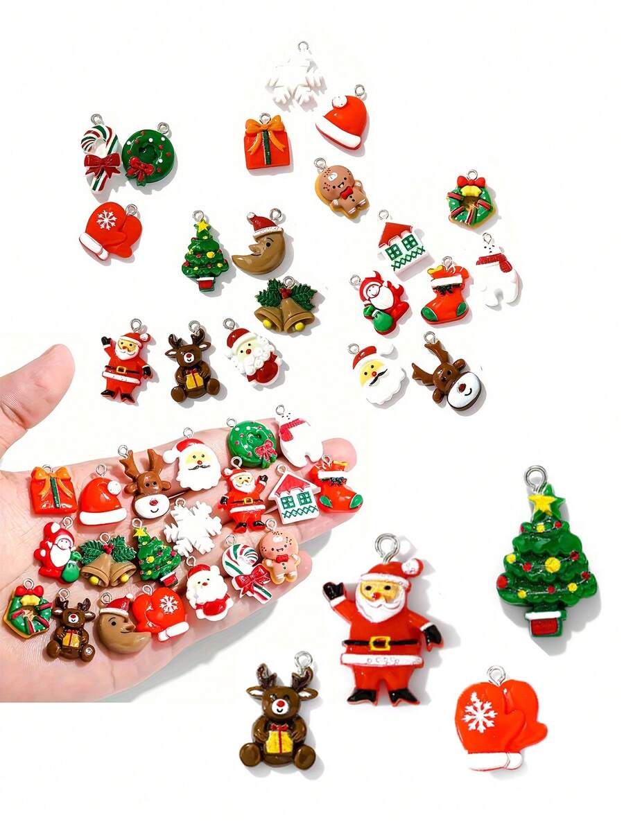 New Resin Mini Ornaments Christmas Santa Claus Christmas Tree Diy Accessories Can Be Used As Key Chain Props. - Multicolor - View 1