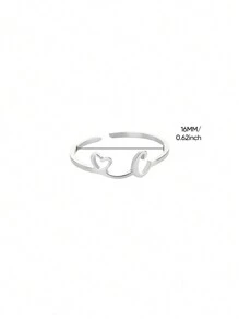 1Pc Dainty Initial Ring With Heart Minimalist 26 English Letters Stainless Steel Open Adjustable Ring Ladies' Charm Jewelry Accessories Valentines - JZ7117 - View 22