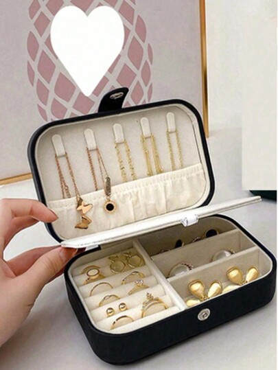 1pc Portable Small/Large Size Jewelry Storage Box, Fine Jewelry Organizer Necklaces, Rings, Earrings And Other Accessories, Valentine's Day Gifts, Home Decoration Cases, For Storing Small Jewelry Items Such As Earrings, Necklaces And Rings Jewelry Box Stickers Christmas Stickers Jewelry Holder For Rings For Earrings For Necklace For Bracelet Jewelry Accessory Jewelry Storage Bag Birthday Gift Mom Gifts