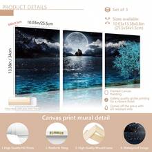 Tranh Canvas Treo Tường Đóng Khung Tranh Mặt Trăng Treo Tường Cho Phòng Ngủ - Tranh Tường Màu Xanh Teal Cho Phòng Khách - Trang Trí Tường Nhà Ocean Tree 3 Tấm Tranh Canvas Treo Tường Đóng Khung Áp Phích, Tranh Treo Tường, Vật Dụng Trang Trí Phòng - Nhiều màu - Xem 14