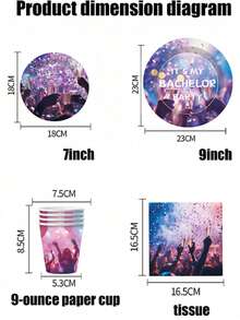 68 件套，包括一次性纸盘、单身派对主题纸盘、7 英寸纸盘、9 英寸纸盘、一次性派对盘子、材料、纸盘、派对配件、派对装饰品、甜点盘，用于派对、聚会、烧烤、野餐、露营、母亲礼物促销 - 彩色 - 查看 4