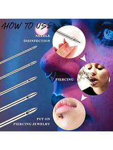 AVYRING 10 件装耳鼻穿刺针身体穿刺针纹身用品各种人体艺术穿刺针工具非酒精垫 - 彩色 - 查看 3