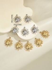 5 件不锈钢跨境液压吊坠复古椭圆形太阳和月亮爱心吊坠项链珠宝配饰 - 不銹鋼吊墜 - 查看 7