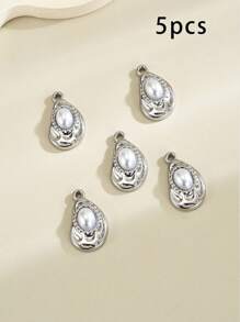 5 件不锈钢跨境液压吊坠复古椭圆形太阳和月亮爱心吊坠项链珠宝配饰 - 不銹鋼吊墜 - 查看 14