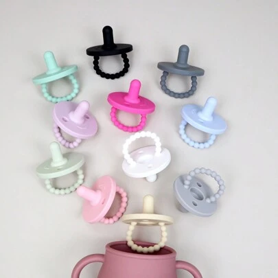 1pc Silicone Baby Pacifier, Multi-Color Available, Suitable For Baby Gripping, Christmas Gift