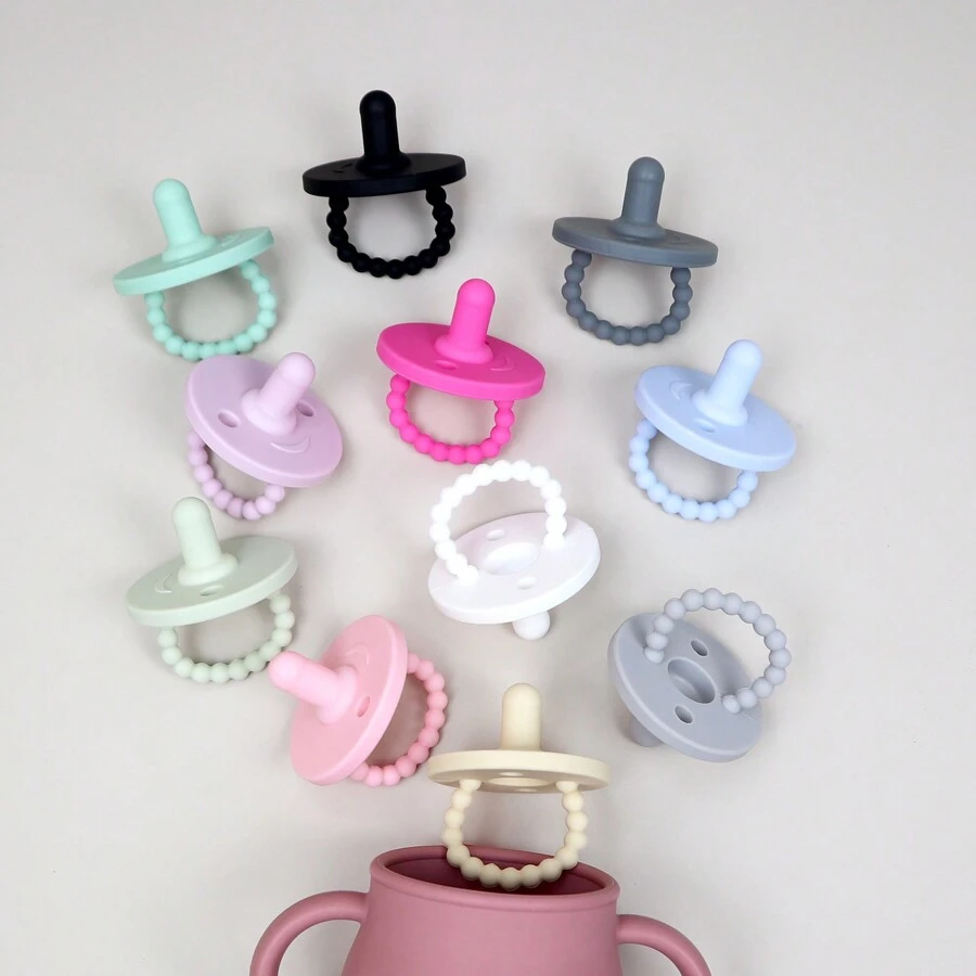 1pc Silicone Baby Pacifier, Multi-Color Available, Suitable For Baby Gripping, Christmas Gift - Multicolor - View 1