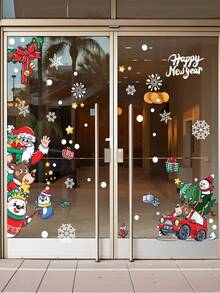 1 bộ (2 cái) - Hình dán tĩnh họa tiết xe tải tuần lộc ông già Noel sáng tạo, Hình dán trang trí cửa sổ tiệc Giáng sinh - Nhiều màu - Xem 5