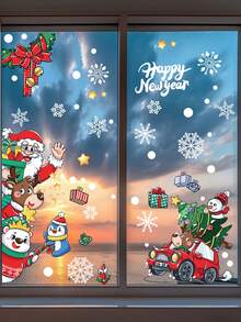 1 bộ (2 cái) - Hình dán tĩnh họa tiết xe tải tuần lộc ông già Noel sáng tạo, Hình dán trang trí cửa sổ tiệc Giáng sinh - Nhiều màu - Xem 3