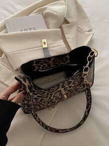 1 pièce Sac Hobo imprimé léopard Vintage minimaliste avec décoration crochetée, sangle d'épaule réglable, sac croissant, convient pour les rendez-vous, les sorties et les fêtes.