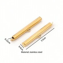 10pcs Stainless Steel Crimp End Beads Slide End Clasp With Chain Buckles Tubes Slider End Caps Connectors DIY Jewelry Accessories