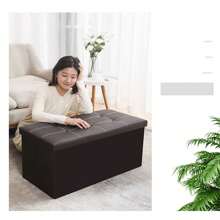 Large Seater Folding Storage Ottoman Pouffe Bench Seat Blanket Toy Chest Box UK - Black - View 3
