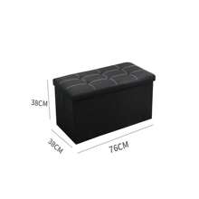 Large Seater Folding Storage Ottoman Pouffe Bench Seat Blanket Toy Chest Box UK - Black - View 2