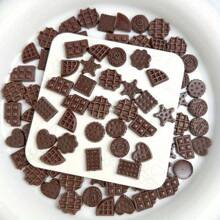 20/50/100pcs/Mixed Random Resin Chocolate Replica Decorative Nail Art Set, For Manicure & DIY Crafts, Various Mini Realistic Chocolate Shapes, Non-Alcoholic Collectible Accessories - Multicolor - View 2
