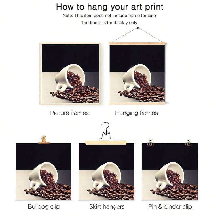 4 件套厨房墙壁艺术咖啡豆咖啡杯帆布印刷墙壁艺术装饰 - 4 幅现代艺术品绘画当代餐厅家居装饰、无框海报、墙壁艺术、房间装饰用品 - 彩色 - 查看 7