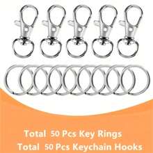 20 个高品质金属弹簧按扣旋转挂钩，适用于挂绳、钥匙扣、包、钱包、标签、珠宝制作、DIY 工艺品 - 长度：1.26 英寸（32 毫米），内宽：0.39 英寸（10 毫米） - 銀色 - 查看 15