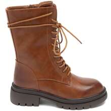 Giày bốt cao cổ buộc dây màu Camel dành cho nữ – Thoải mái và mạnh mẽ - Lạc đà - Xem 4