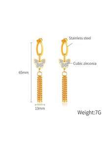 TONSI 1 Cặp bông tai hình bướm bằng thép không gỉ, bông tai hình bướm đính ngọc trai, trang sức hình bướm dành cho nữ, bông tai hình bướm bằng vàng 18k, quà tặng ngày lễ tình nhân - Nhiều màu - Xem 13