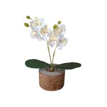 Arrangement With Mini Artificial Orchid Vase Small Vase With Artificial Orchid Artificial Orchid Vase Rustic Vase With Mini Artificial Flower Arrangement Wedding Souvenir Centerpiece For Party - trắng - Xem 2