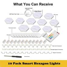 10  Pack Smart Hexagon Lights, DIY Hexagon LED Light With App & Remote Control Music Sync RGBIC Wall Light Panels For Gaming Room, Bedroom, Living Room Decor - 10 包 - 查看 2