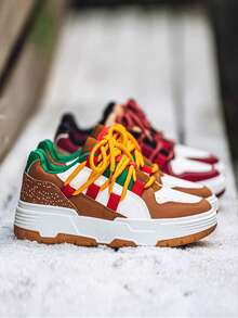 Giày trượt patin đế dày buộc dây bằng vải bạt cho nam, giày thể thao giản dị cổ điển hợp thời trang - màu nâu - Xem 1